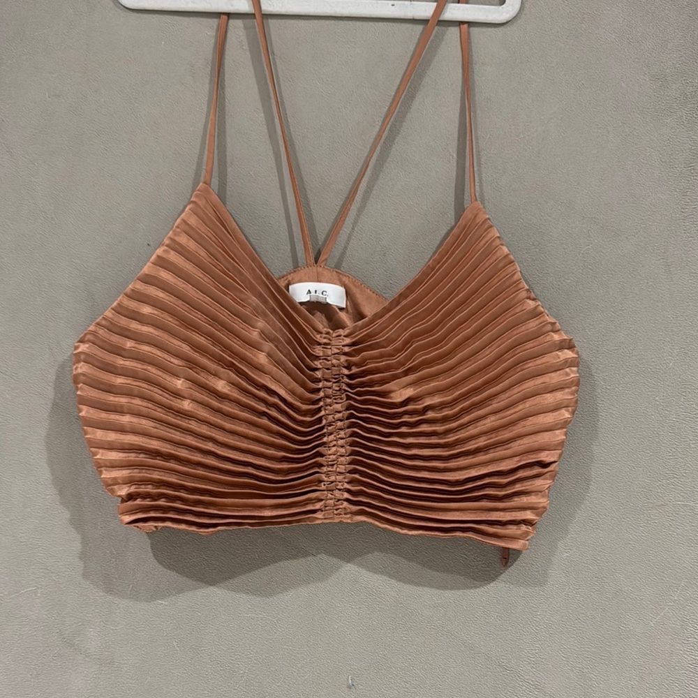 ALC Rust Pleated Strappy Crop Top
